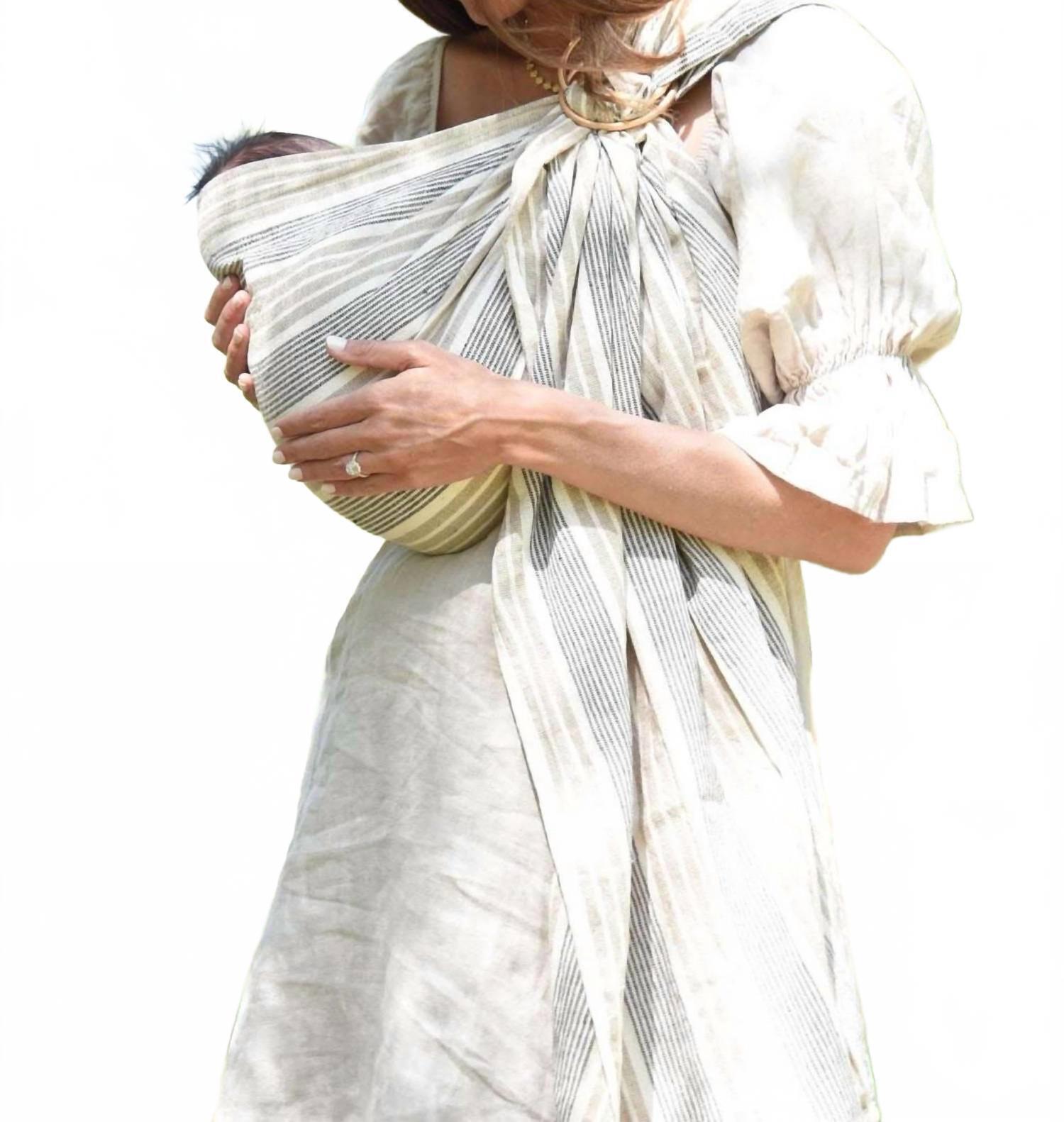 New Beachwood Baby Alma Striped Hand-Woven Ring Baby Sling In Cream — image 2 of 3